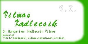 vilmos kadlecsik business card